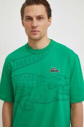 Lacoste tricou din bumbac barbati, culoarea verde, cu imprimeu 9BYX-TSM13D_77X
