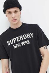 Superdry tricou din bumbac barbati, culoarea negru, cu imprimeu 9BYX-TSM14K_99X