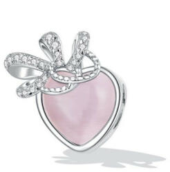 Ékszerkirály Ezüst charm, szív, rózsaszín (1005004082463942)
