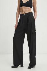 Answear Lab nadrág női, fekete, magas derekú széles - fekete S - answear - 19 185 Ft