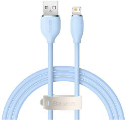  USB töltő- és adatkábel, Lightning, 120 cm, 2400 mA, gyorstöltés, Baseus Jelly Liquid Silica Gel, CAGD000003, világoskék