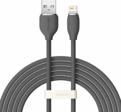  USB töltő- és adatkábel, Lightning, 200 cm, 2400 mA, gyorstöltés, Baseus Jelly Liquid Silica Gel, CAGD000101, fekete