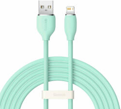 USB töltő- és adatkábel, Lightning, 200 cm, 2400 mA, gyorstöltés, Baseus Jelly Liquid Silica Gel, CAGD000106, világoszöld