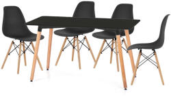  Set de sufragerie negru 1 + 4, masa BERGEN 120 + scaune YORK OSAKA