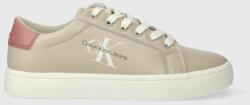 Calvin Klein bőr sportcipő CLASSIC CUPSOLE LACEUP LTH WN bézs, YW0YW01269 - bézs Női 37 - answear - 30 990 Ft