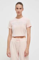 Guess velúr póló COUTURE rózsaszín, V3BI01 KBXI2 - rózsaszín M