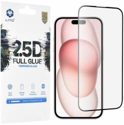  Folie pentru iPhone 15 - Lito 2.5D FullGlue Glass - Negru