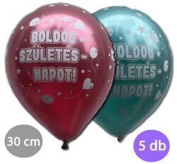  Boldog születésnapot króm gumi lufi csomag vegyes színekkel 30cm 5db/cs