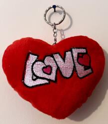  Kulcstartó - Piros plüss szív Love felirattal - Szerelmes meglepetés - Valentin napi ajándék (3512)