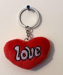  Kulcstartó - Piros plüss mini szív Love felirattal - Szerelmes meglepetés - Valentin napi ajándék (1118)