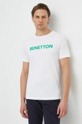 United Colors of Benetton pamut póló fehér, férfi, nyomott mintás - fehér L - answear - 8 790 Ft