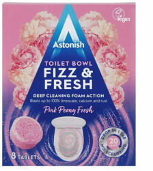 Astonish Tablete pentru curatarea vaselor de toaleta, Astonish Fizz and Fresh Pink Peony Fresh 8 buc