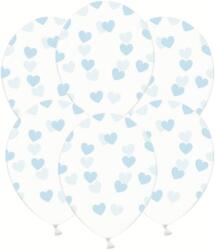 PartyDeco Balon - Translucid cu inimioare albastre 50 buc
