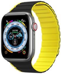 DUX DUCIS pótszíj (egyedi méret, szilikon, 3D minta, mágneses zár) FEKETE / SÁRGA Apple Watch Series 7 41mm, Apple Watch Series SE 2 40mm, Apple Watch Series 2 38mm, Apple Watch Series 3 38mm, A (GP-142272)
