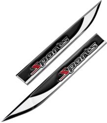AVEX Set 2 embleme auto metalice SPORTS, reliefate 3D, dimensiune 14.6 x 1, 8 cm