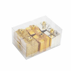  Karácsonyfadísz szett - arany ajándék - 4, 5 cm - 6 db / szett (GL-58781A)