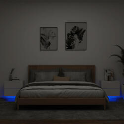 vidaXL 2 db fehér falra szerelhető éjjeliszekrény LED-világítással (836813) - balena