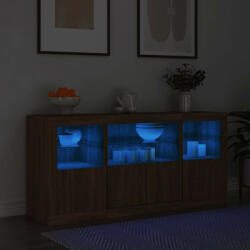 vidaXL barna tölgyszínű tálalószekrény LED-ekkel 142, 5 x 37 x 67 cm (3209071) - balena