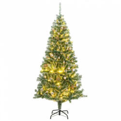 vidaXL műkarácsonyfa 300 LED-del, gömbszettel és hópehellyel 180 cm (3210143) - balena