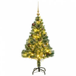 vidaXL műkarácsonyfa 150 LED-del, gömbszettel és hópehellyel 120 cm (3210083) - balena