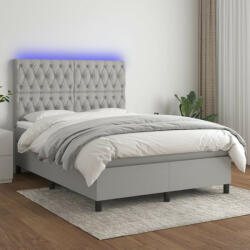 vidaXL világosszürke szövet rugós és LED-es ágy matraccal 140x200 cm (3135117) - balena
