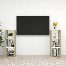 vidaXL 2 db fehér-sonoma színű forgácslap TV-szekrény 107 x 35 x 37 cm (3079912)