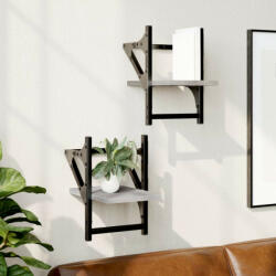 vidaXL 2 db szürke sonoma színű fali polc rúddal 20 x 25 x 30 cm (836231) - balena