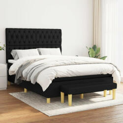 vidaXL fekete szövet rugós ágy matraccal 140 x 200 cm (3137399)
