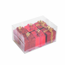  Karácsonyfadísz szett - piros ajándék - 4, 5 cm - 6 db / szett (GL-58781C)