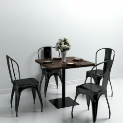 vidaXL sötét hamuszínű MDF/acél bisztró asztal 80 x 80 x 75 cm (245611) - balena