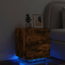 vidaXL füstös tölgy színű szerelt fa éjjeliszekrény LED-fényekkel (836743)