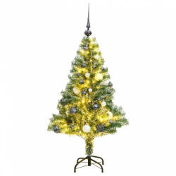vidaXL műkarácsonyfa 150 LED-del, gömbszettel és hópehellyel 120 cm (3210099) - balena