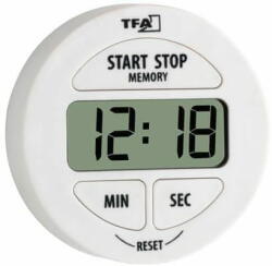 TFA Digitális percóra stopperórával 5, 5cm átmérőjű fehér