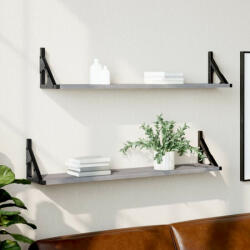 vidaXL 2 db szürke sonoma színű szerelt fa fali polc 80 x 15 x 15, 5 cm (836331) - balena