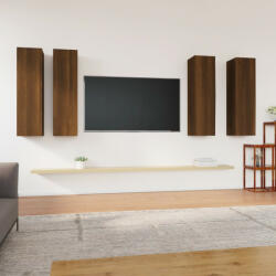 vidaXL 4 db barna tölgyszínű szerelt fa TV-szekrény 30, 5 x 30 x 110 cm (3120334) - balena