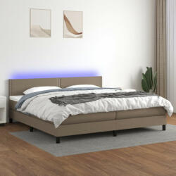 vidaXL tópszínű szövet rugós és LED-es ágy matraccal 200 x 200 cm (3133105) - balena