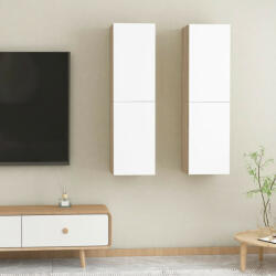 vidaXL 2 db fehér és tölgyszínű forgácslap TV-szekrény 30, 5x30x110 cm (803373)
