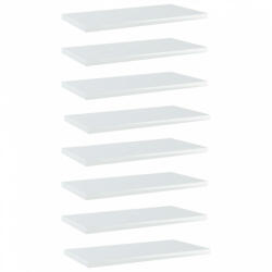 vidaXL 8 db magasfényű fehér forgácslap könyvespolc 40 x 20 x 1, 5 cm (805149)