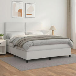 vidaXL fehér műbőr rugós ágy matraccal 160 x 200 cm (3142792) - balena