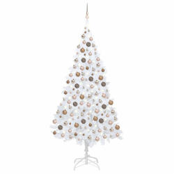vidaXL fehér megvilágított műkarácsonyfa gömb szettel 240 cm (3077629) - balena