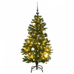 vidaXL csuklópántos műkarácsonyfa 150 LED-del és gömbökkel 150 cm (3210102) - balena