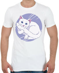 printfashion Fehér cica - Férfi póló - Fehér (11657074)