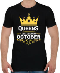 printfashion A királynők októberben születnek - Férfi póló - Fekete (400984)