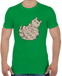 printfashion Karácsonyi cica - Férfi póló - Zöld (14912082)
