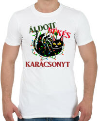printfashion MACSKÁS KARÁCSONY - Férfi póló - Fehér (10821204)