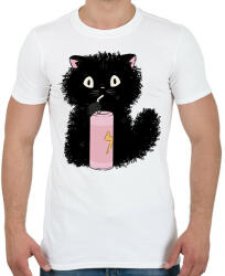 printfashion Fekete cica - Férfi póló - Fehér (7647085)
