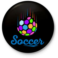 printfashion Soccer - Kitűző, hűtőmágnes - Fekete (3096291)