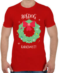 printfashion Boldog Karácsonyt - Férfi póló - Piros (9542290)
