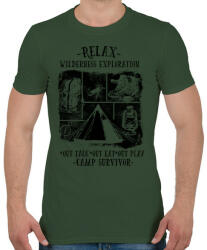 printfashion Túlélőtábor - Férfi póló - Katonazöld (143980)