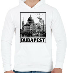 printfashion Budapest - Férfi kapucnis pulóver - Fehér (4362643)